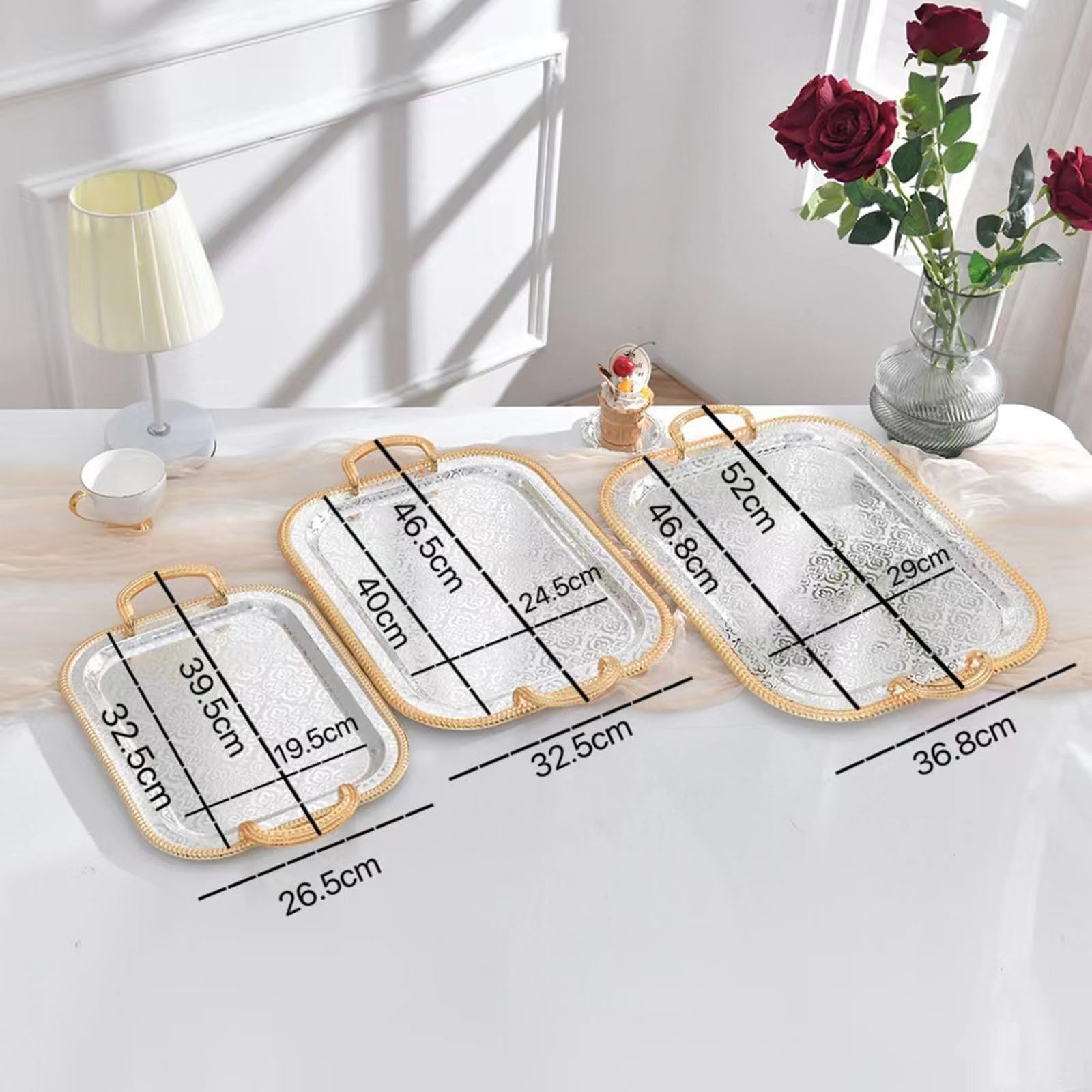 Amazon｜装飾トレイ ヨーロッパの金象嵌シルバー彫刻ステンレス