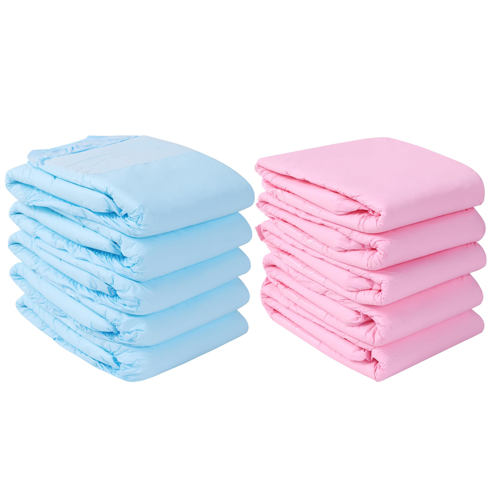 Landofgenie Pieluchy dla Dorosłych Duże Overnight Large Pieluchy dla Dorosłych z Zawleczkami 10 Sztuk, 2 Kolory, 5x każdy (Rozmiar Duży 36"-46")