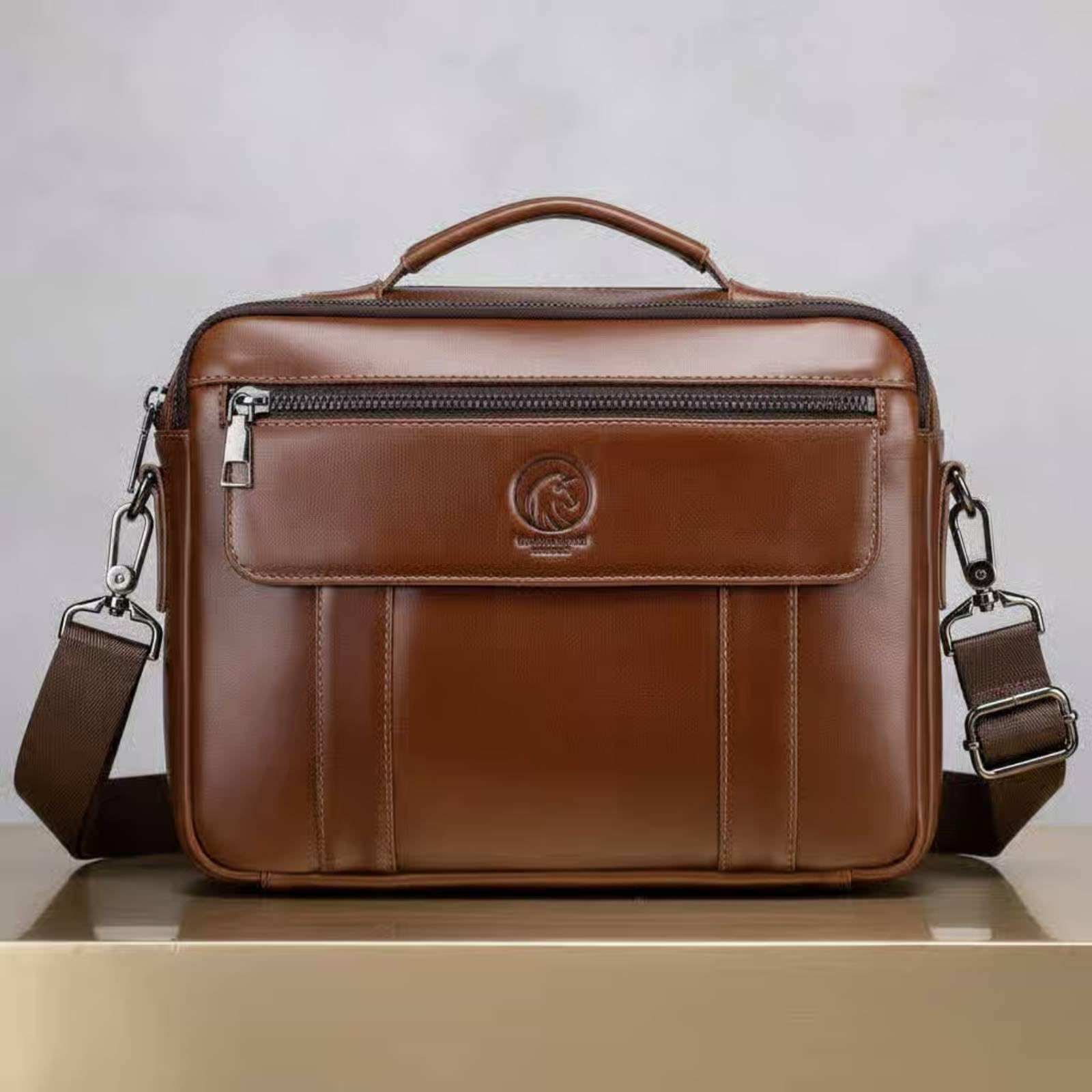 Borsa Porta PC Laptop Cartella Lavoro Valigetta Ufficio in Pelle Scomparti Multipli Tracolla Regolabile E Manico Robusto Adatta a Professionisti Pendolarismo Viaggi d'Affari Uso Quotidiano