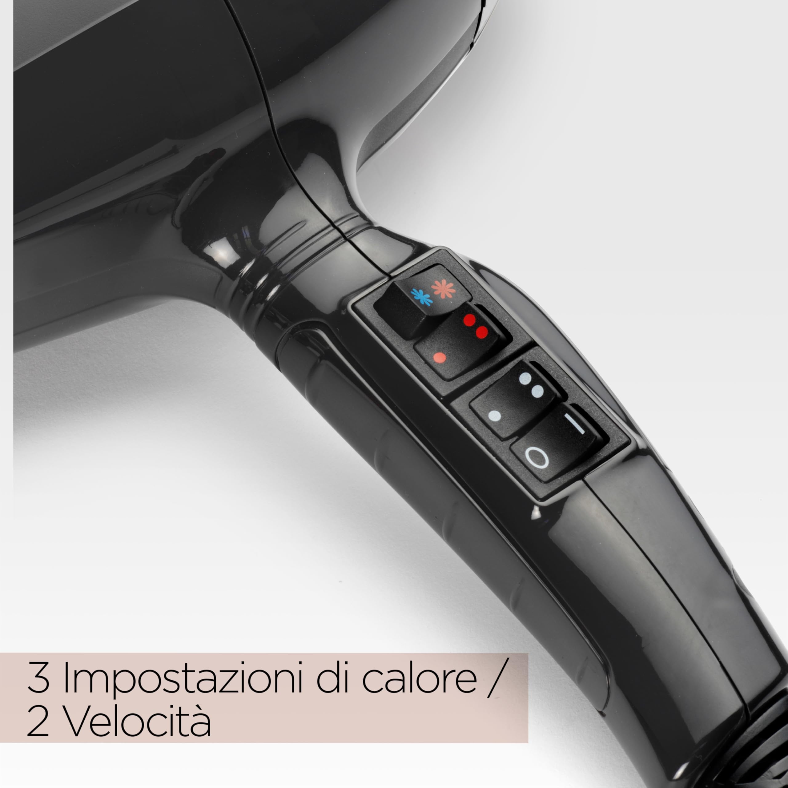 BaByliss Asciugacapelli MADE IN ITALY Air Pro, Motore AC Phon Capelli Professionale, 2200W, Diffusore Capelli Ricci, funzione anti-crespo, 2 velocità - 2 impostazioni di calore, nero, 6719DE