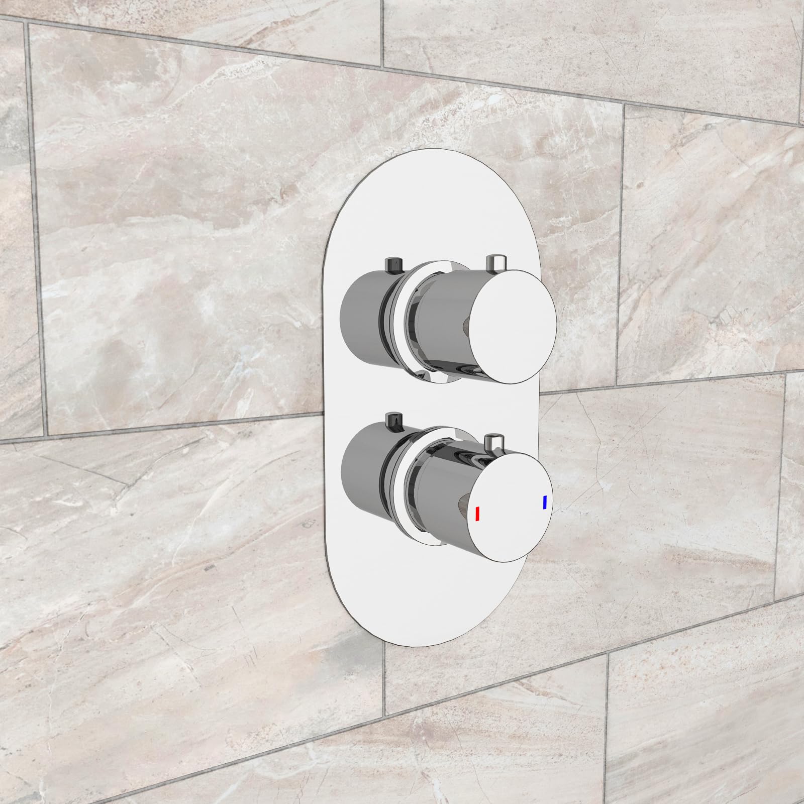 Modern Chrome Round 1-Way Concealed Thermostatic Shower Mixer Valve 5026086904679