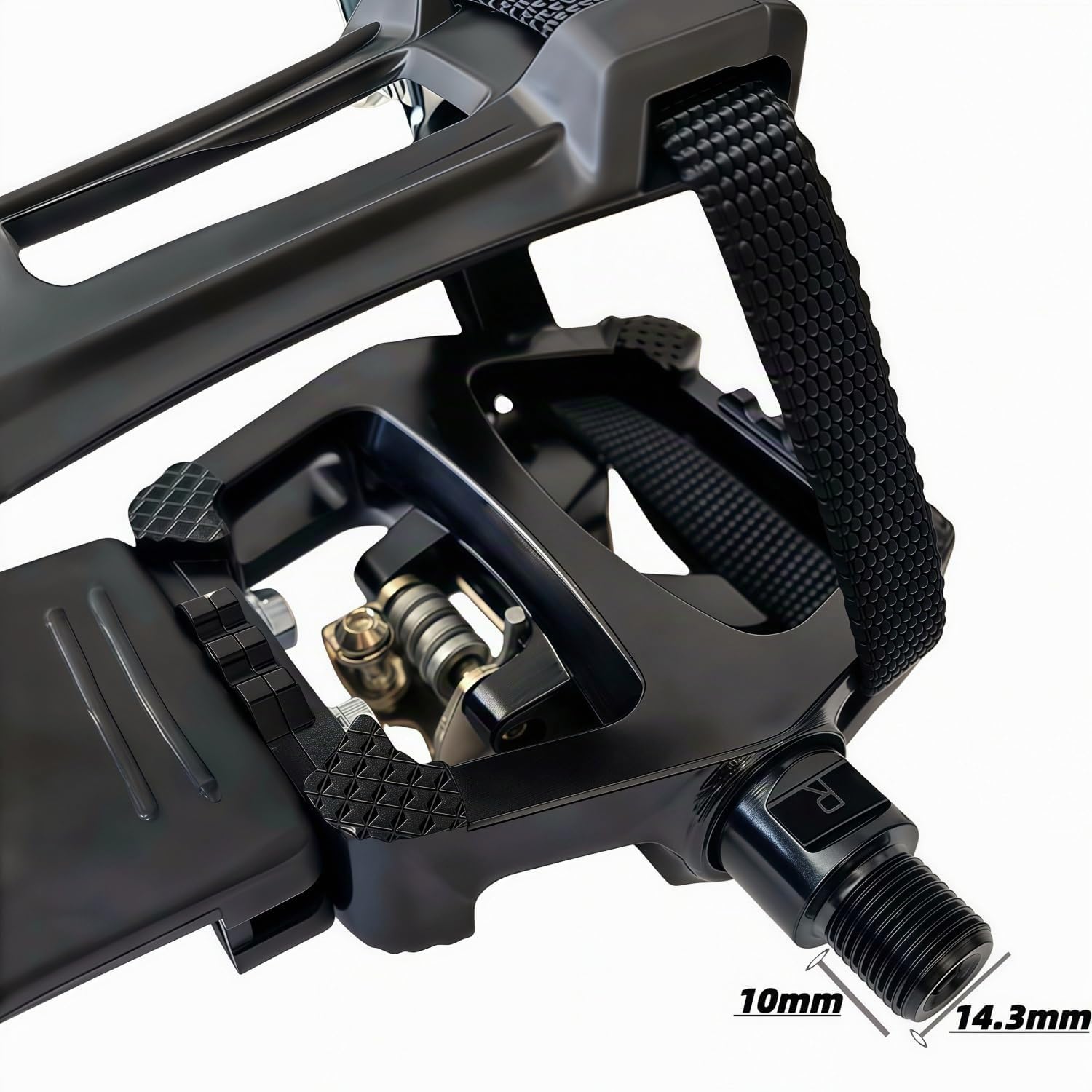 YBEKI Pedales de Gama Profesional para Bicicleta Estática – sin Clips + Calapiés y Correa – Compatibles con Peloton, Schwinn, Sunny y la mayoría de Bicicletas de Interior – Eje de 9/16″