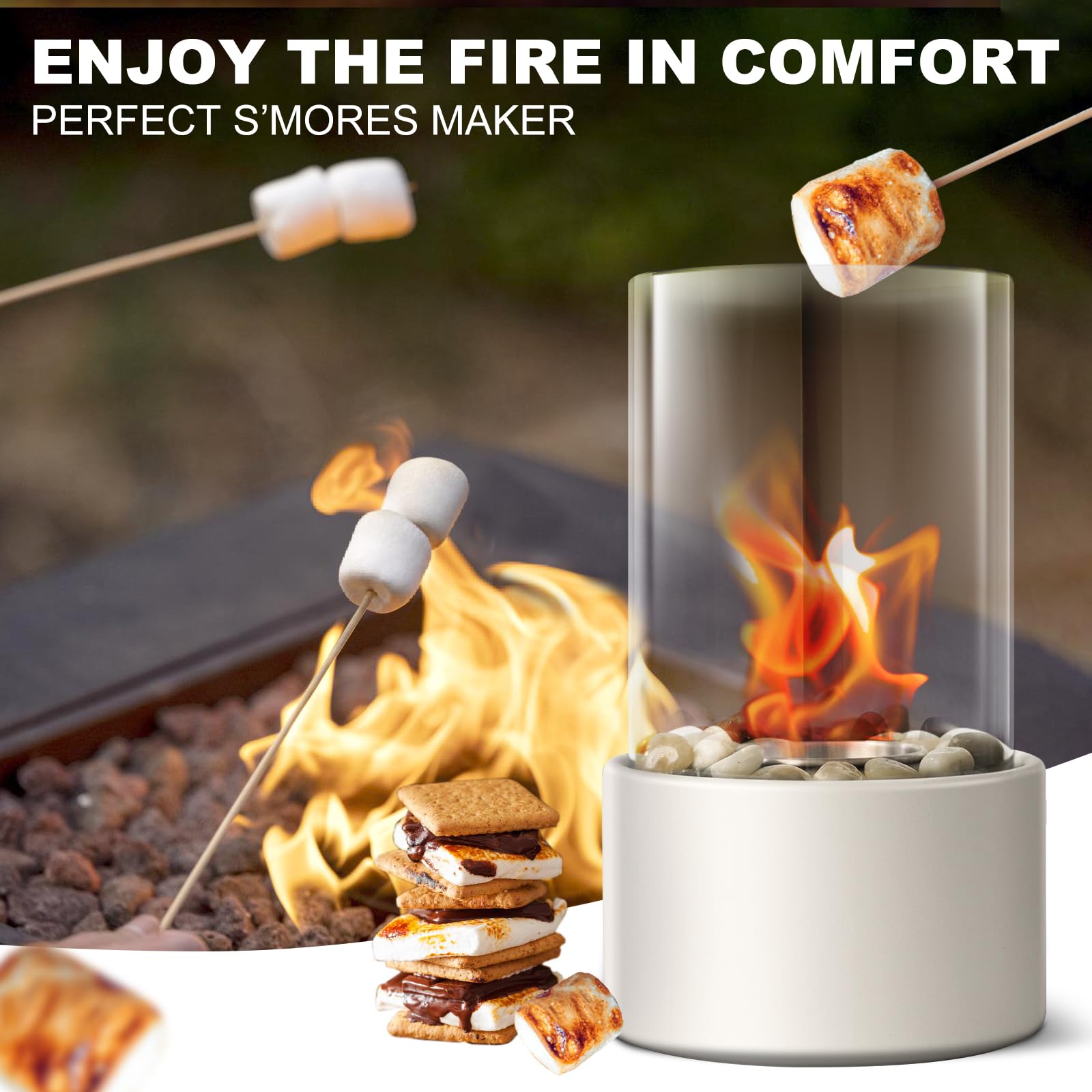 S'Mores Maker S'Mores Fire Pit With Cobblestones - Safer Gel Fuel Table