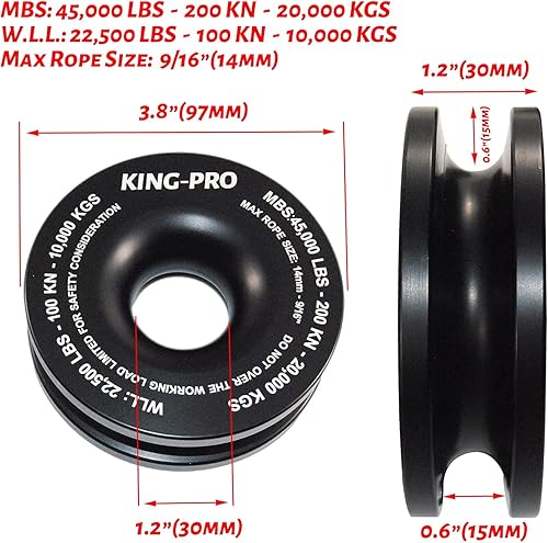 Miniatura 4 de KING-PRO Anillo de recuperación de 716 x 20 pulgadas, grillete suave, 35,000 libras de resistencia a la rotura con anillo de enganche de 45,000