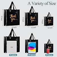 Vista 3 de Teling 200 piezas de bolsas de agradecimiento con asas al por mayor, bolsas de mercancía con texto "Thank You" (Agradecimiento) en 3 tamaños