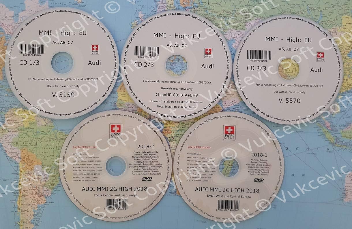 A udi MMI 2G HIGH software update + Maps update 2018 DVD1 + DVD2
