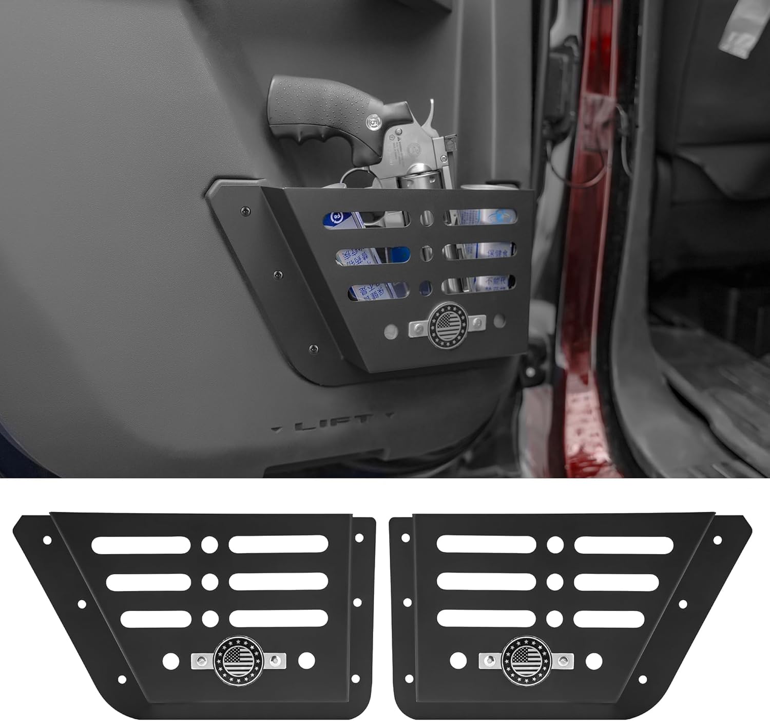 Front Door Storage Metal Box for Ford Bronco 2021-2024 Interior Storage Expansion Front Door Storage Pockets Side Insert Organizer Accessories (2-PCS)