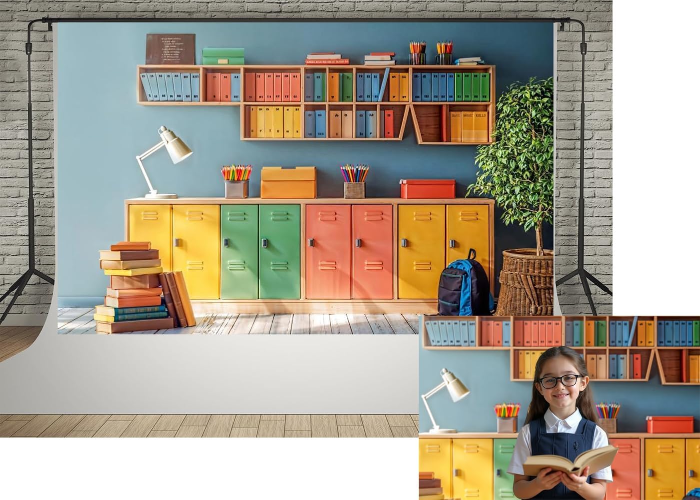 Kate 7x5ft Back to School Classroom Bookshelf Photography Backdrops Studay Room Studend Children Photo Background