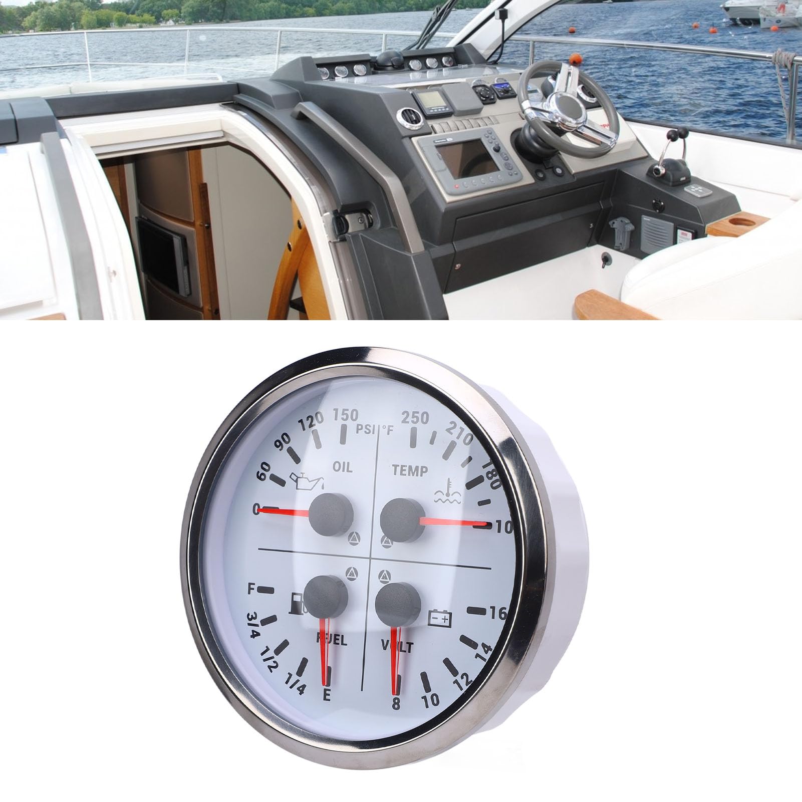 Bewinner Wskaźnik 110 Mm 4 w 1, Wielofunkcyjny DC 12 V, Ciśnienie,