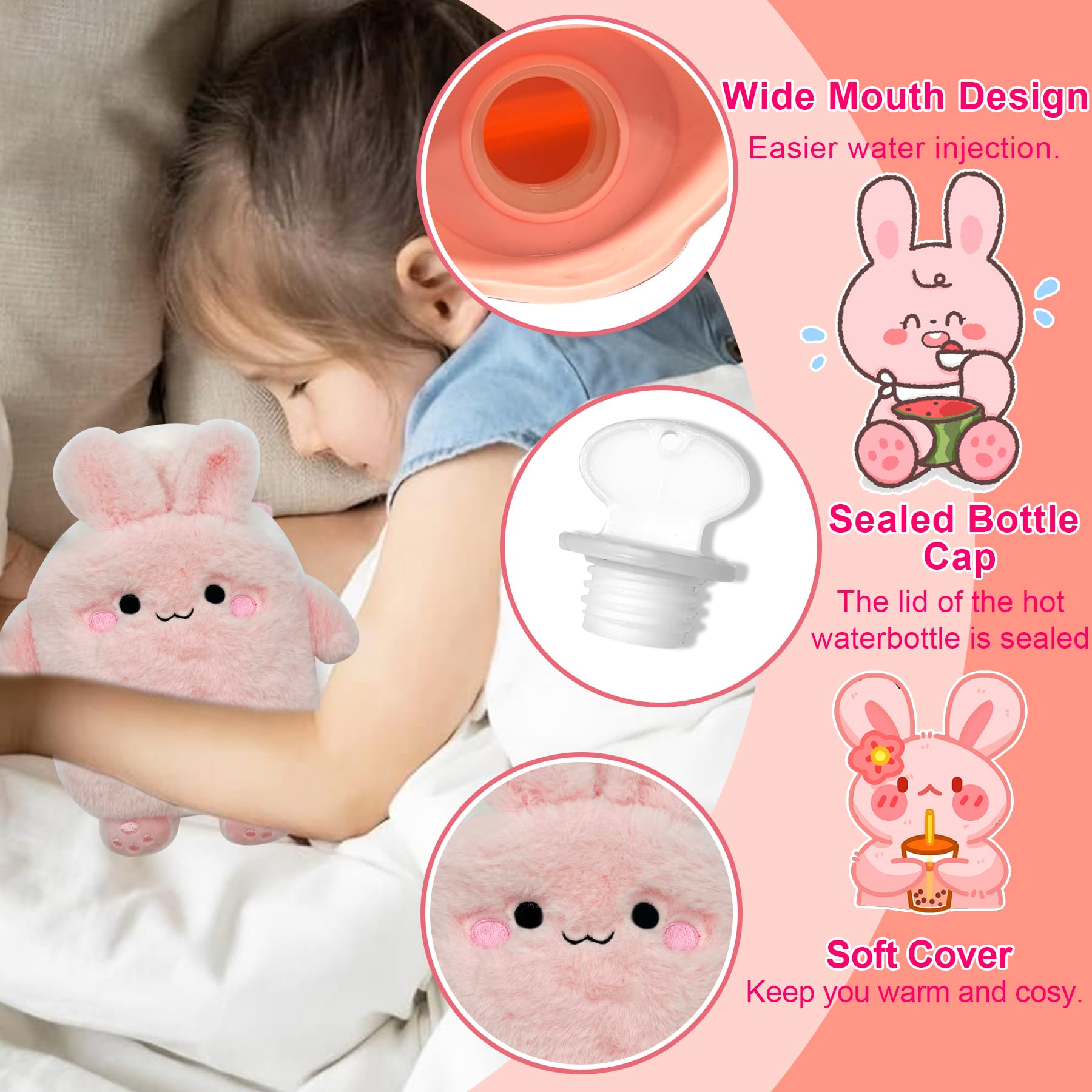 Bouillotte Avec Housse d'Eau Chaude en Silicone - Mini Peluche Sûre et Durable, Recyclable Pour l'Hiver - Pour Dames, Hommes et Enfants