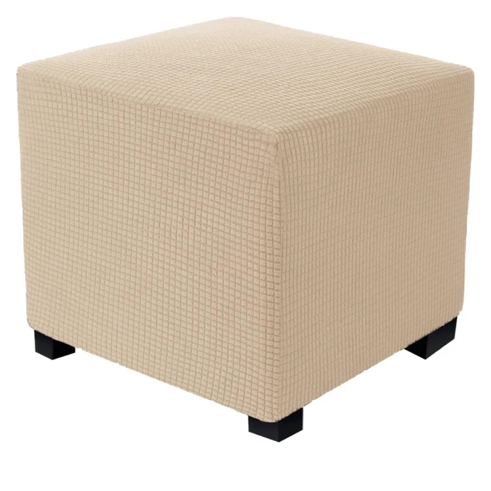 YXINAER Foot Stool Cover Square Ottoman Cover Polar Fleece Footstool Covers Elastic Footrest Slipcovers House Pouf Carre Furniture Protector Stool(Khaki,L)