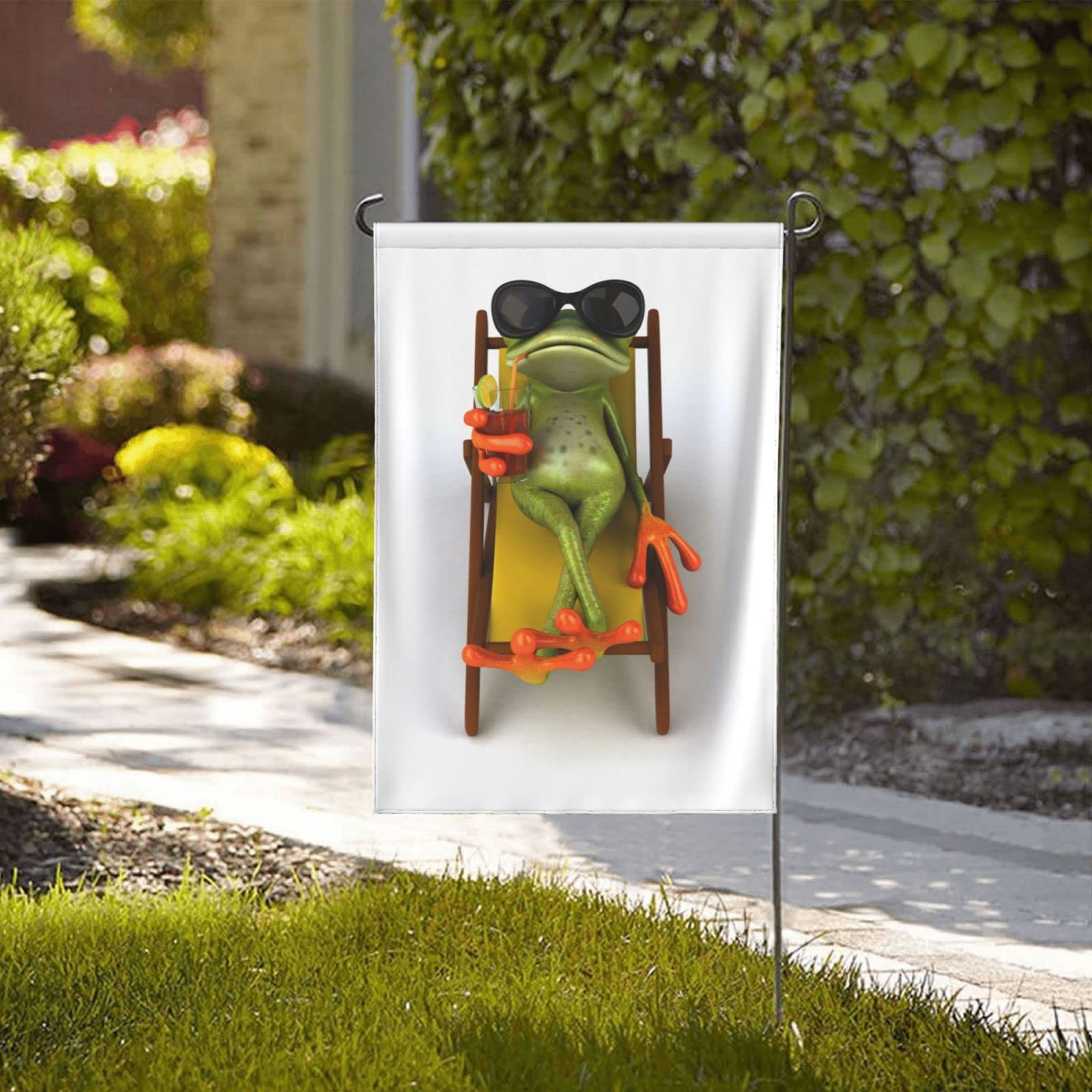 Niedliche Frosch-Gartenflagge – Doppelseitig, 30,5 X 45,7 Cm, Jute, Wetterfest, Für Terrasse & Garten