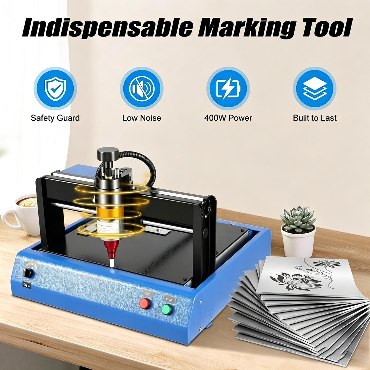 Elektrische Markierungsmaschine, 400 W Dot Peen Gravierer für Metall, markiert Seriennummern, Datum und Zeichen, kompatibel mit Windows XP, 7, 8, 10, 300 x 200 mm Bereich