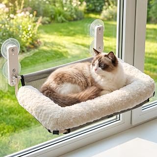 Veehoo foldable cat window perch with plush bolster