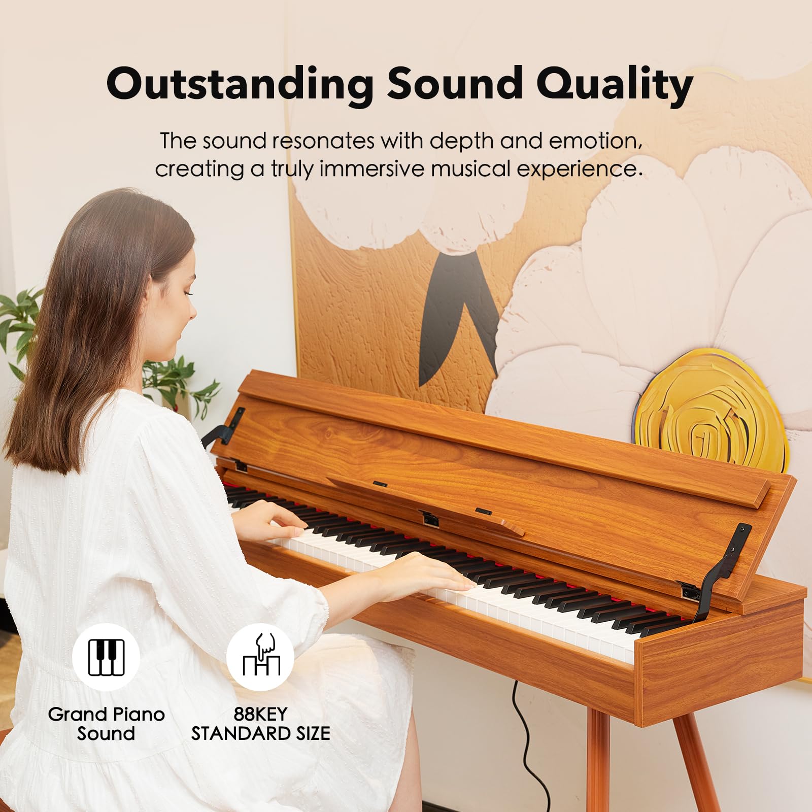 KUMENG Digital Piano 88 Key Weighted Keyboard,Full-Size Desk Progressive Hammer-Action Electric Piano For Beginners, With Sheet Music Stand, Pedal,Power Adapter, Headphone Mode, Usb-Mid