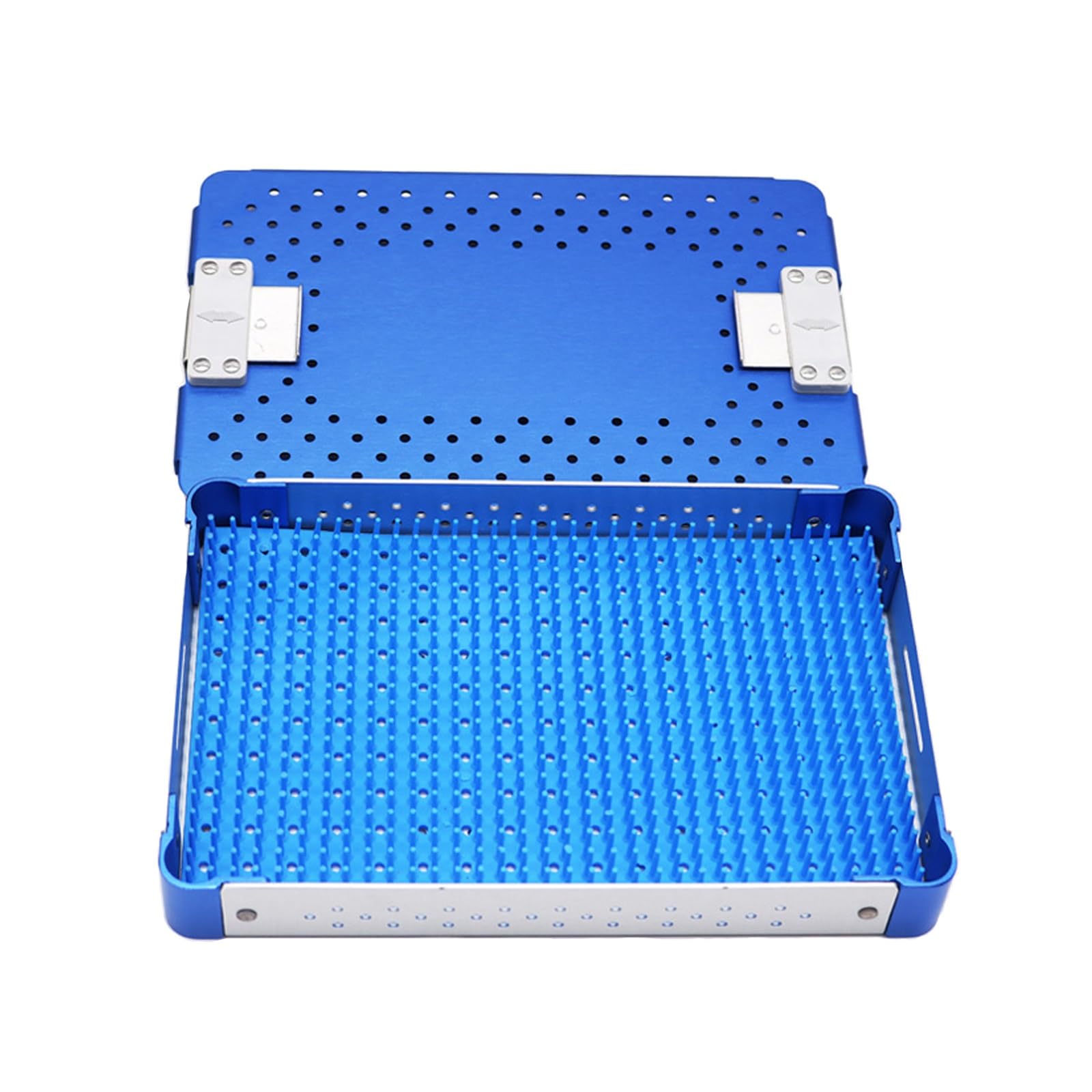 Caja de esterilización for instrumental quirúrgico, de aleación de aluminio con almohadilla de silicona, ideal for hospitales e instrumental dental.(Blue)