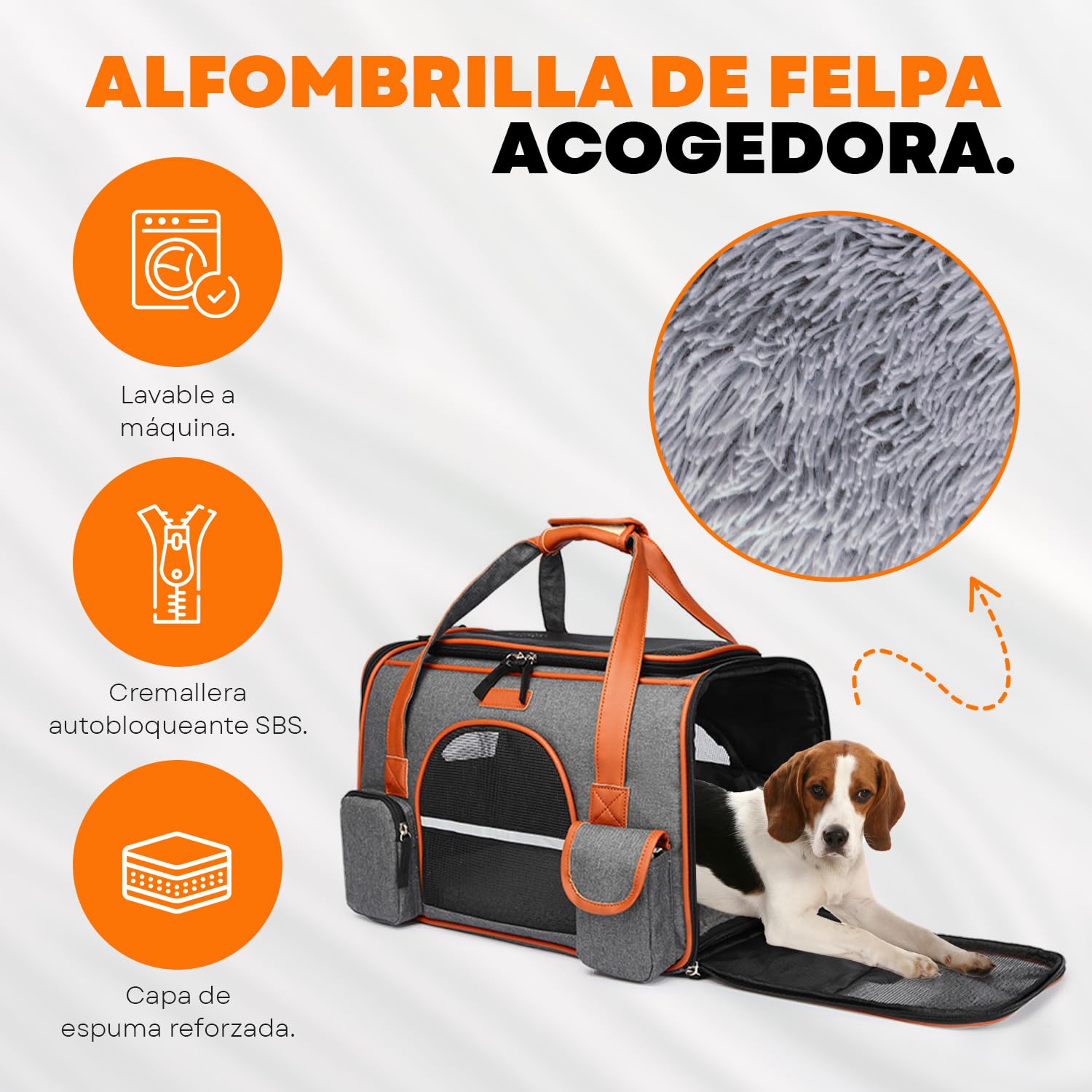 Transportin Gato, Bolsa Transporte Portátil y Transpirable para Mascotas con Colchón, Tira Reflectante, Bolsa de Transporte para Gatos con Correa de Hombro Ajustable, Aerolínea Aprobado
