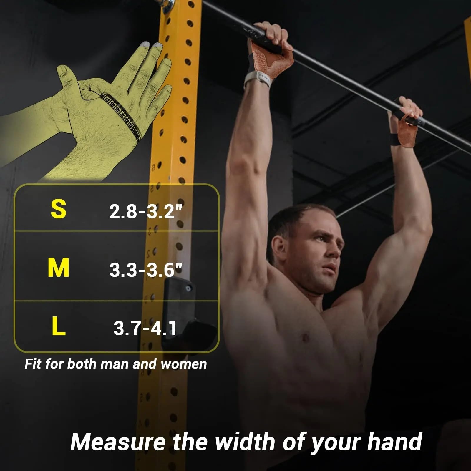 Guanti da palestra in pelle per sollevamento pesi da palestra con impugnatura imra con impugnatura imbottita sul palmo Guanti da allenamento per uomo Donna Sollevamento pesi Pull up Training