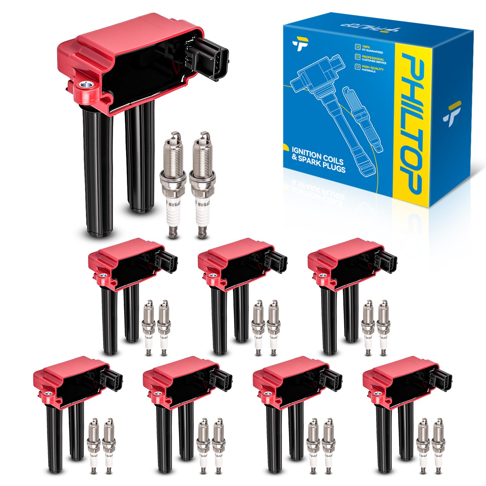PHILTOP UF504 Ignition Coil Pack and Spark Plug Kit