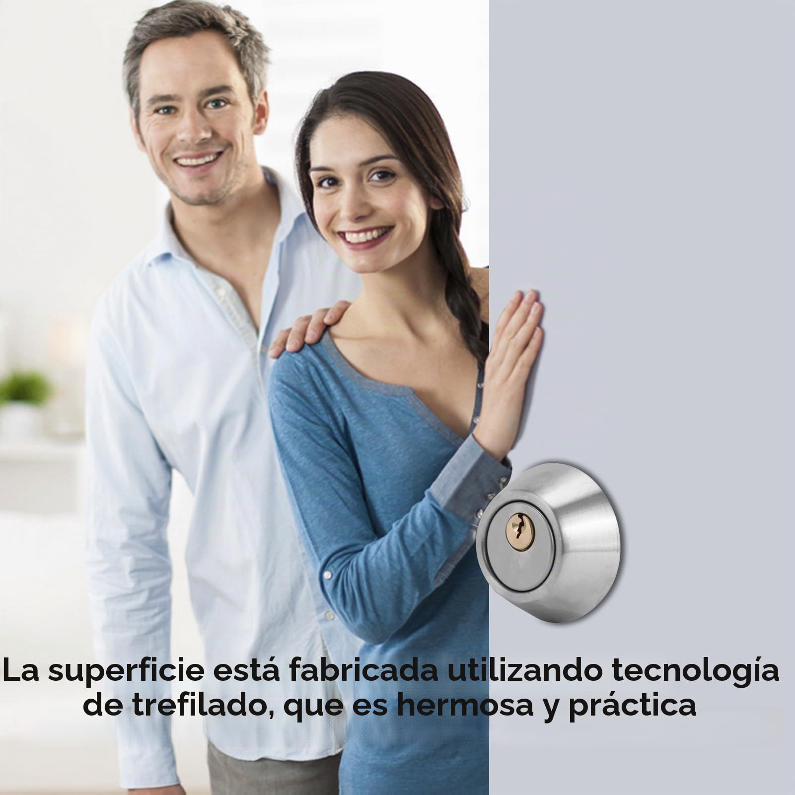 Cyrank Cerradura De Cilindro Doble con Llave, Cerradura De Cerrojo con Llave Doble En Ambos Lados Cerradura De Cilindro Ajustable De Dos Vías para Puerta Delantera(Stainless Steel)
