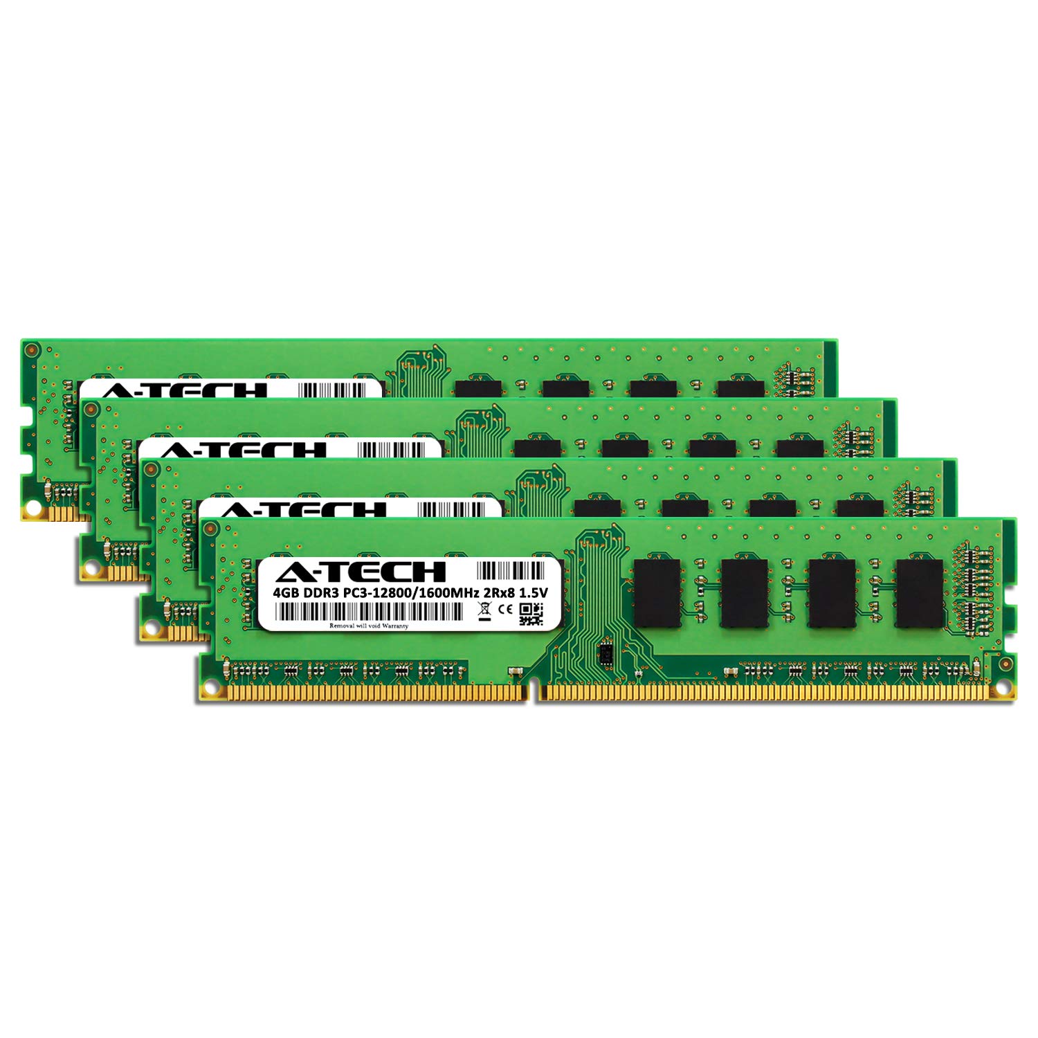 A-Tech 16GB (4 x 4GB) DDR3 1600MHz PC3-12800 Desktop RAM Kit | Non