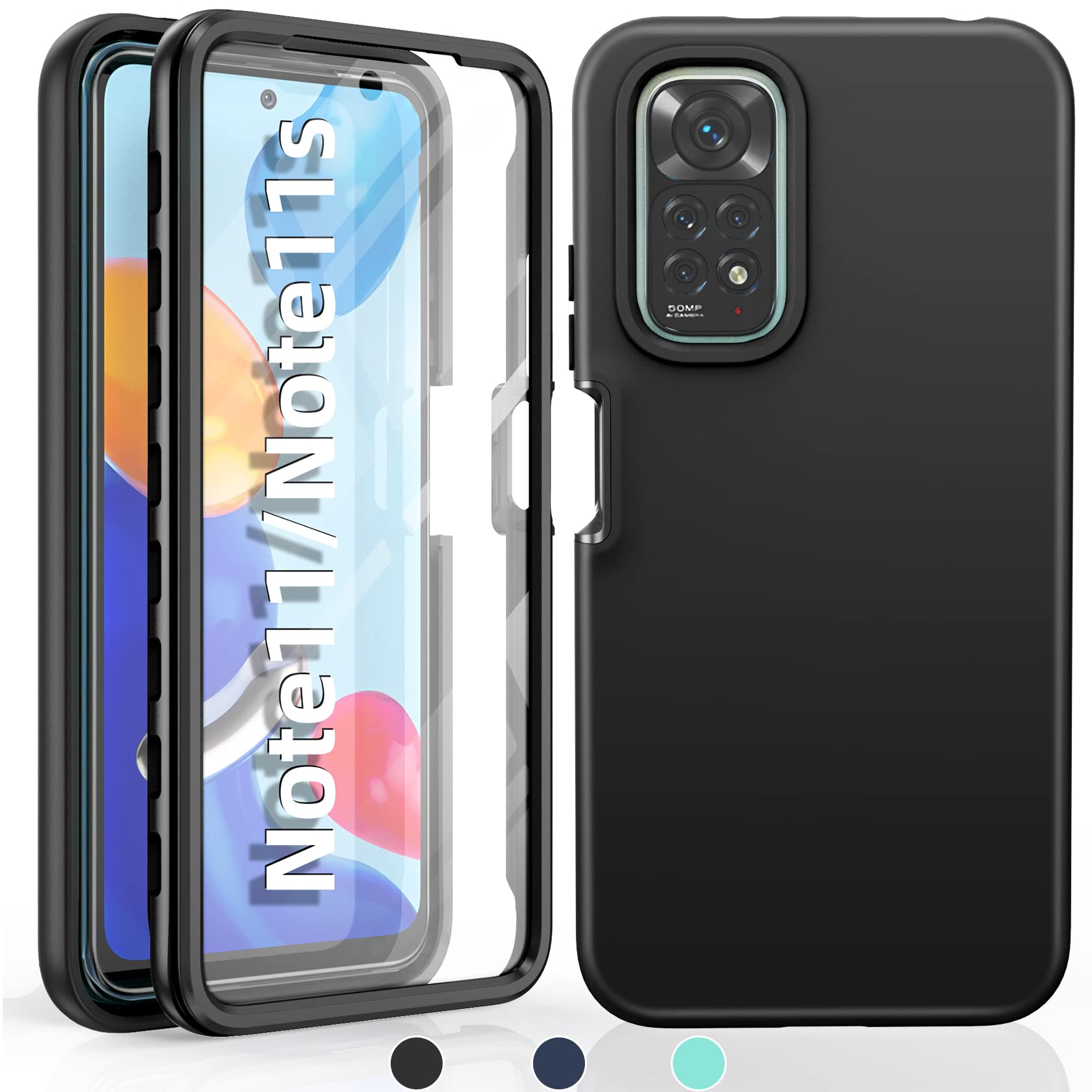 2 Custodie Silicone Morbido Per Xiaomi Redmi Note 11S / Note 11 4G - Sottili E Antiurto, Design Gatto E Cane, TPU Nero - 3