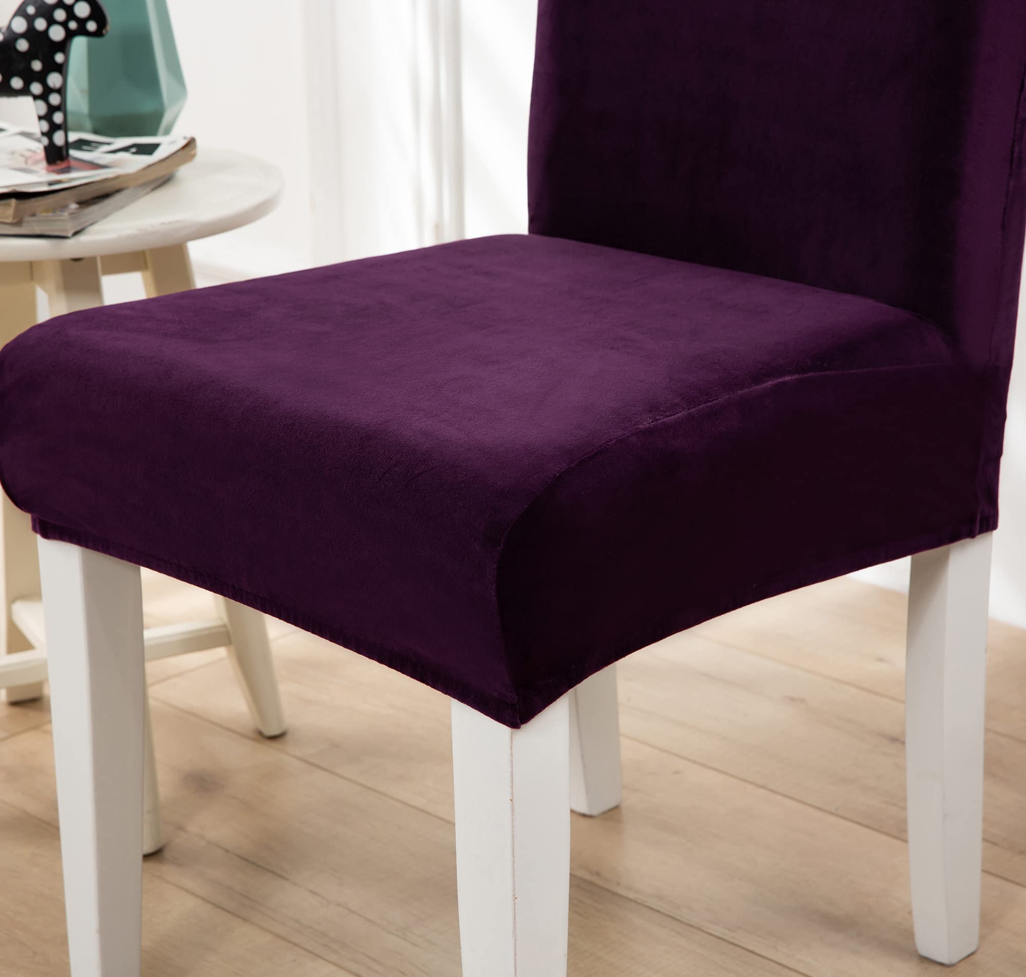 Housses de Chaise Salle à Manger Extensible en Velours Housses de Chaise Lot de 6 Housse Chaise Cuisine Decoration élastiques Mauve