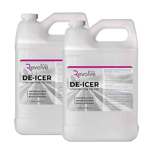 Liquid De-icer Anti-Icing Solution, Sidewalks, Driveways, Windshields, Home and Commerical Use - Pet Safe - Chloride Free, Fast-Acting Ice Melt-Ready-to-use (2 Gallons)