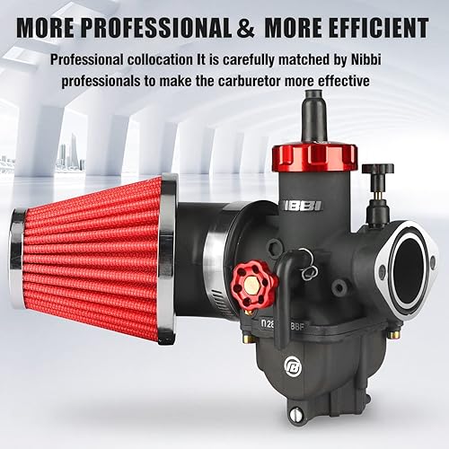 Miniatura 5 de NIBBI PE28 Carburador con kit de filtros de aire de 48 mm, Carburador PE28 mm FL para motocicletas Fit para Dirt Bike de 200 cc-250 cc, Pit Bike,