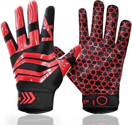 FINGER TEN Football Receiver Gloves Youth Receiving Gloves Pro 3.0 Durable Breathable Flexible in USA Pink White Red Black Blue Small Large Medium X-Large