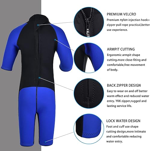 Miniatura 7 de REALON Kids Wetsuit for Toddler Girls Boys and Youth,3mm Neoprene Swimsuits Children Wet Suits 2mm ShortyFull Long Sleeve Back Zip in Cold Water