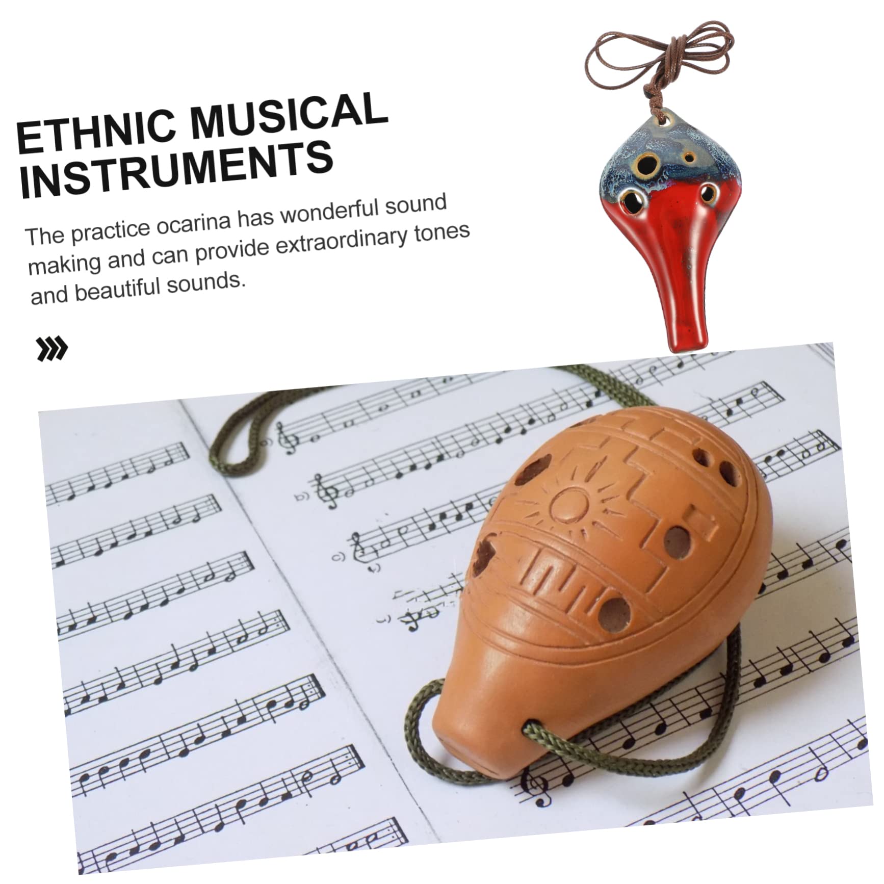 Toyvian Beginner Ceramic Ocarina Portable Musical Instrument for Practice Lightweight Design with Excellent Sound for Ocarina Lovers and Beginners Random Color