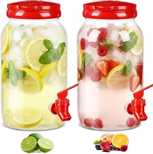 Miniatura 16 de Havawish 2 Piezas Dispensador de Bebidas de Plástico de 1 Galón con Grifo Transparente Dispensador de Bebidas de Cocina de Verano para Refrigerador