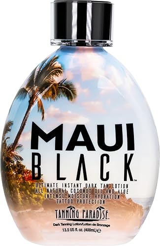 Tanning Paradise Maui Black TanningLotion Loción bronceadora instantánea Loción bronceadora natural con aceite de coco y aloe, refuerzo de