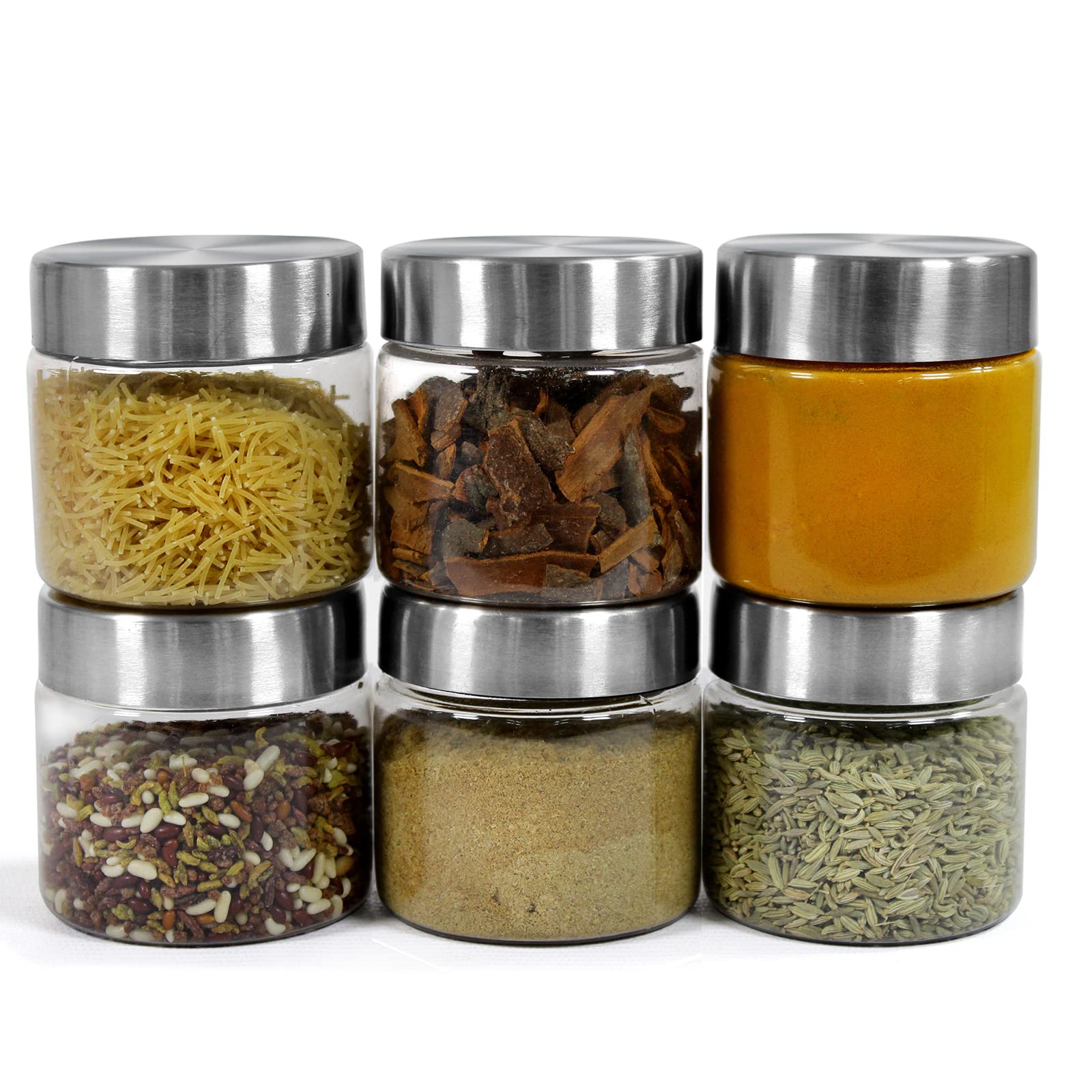 PEARLPET Plus Range Plastic Storage Containers For Kitchen Airtight | Steel Cap Jar Set Of 6 Food Grade Boxes For Storing | Bpa - Free, Stackable | 200 Ml, Transparent 1