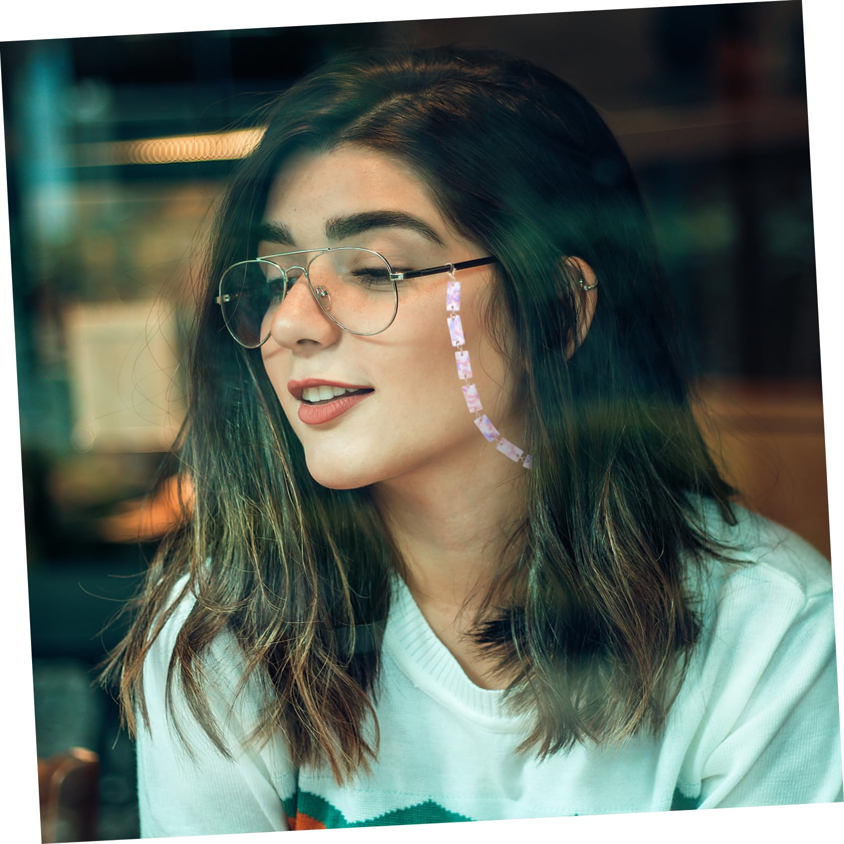 CALLARON Brillenkette Modische Brille Kleiderbügelständer Plüsch Schließe Halter Sonnenbrille Maske Inhaber Gläser Leichte Brille Brillenetui Lanyards Anhänger Blue