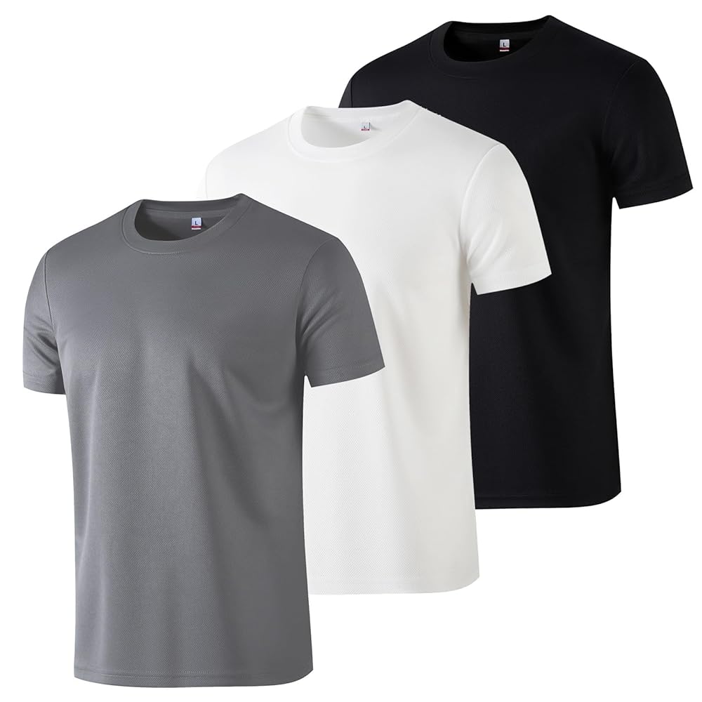 Amazon.com: gaulupue 3 Pack Workout Shirts for Men Athletic