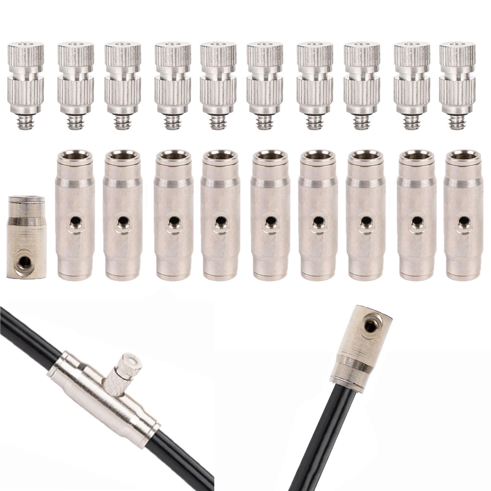 MGNSJGYXN Misting Nozzle Adjustable Brass Atomizing, 20 Pack Brass Misting Nozzle 10/24UNC 3/8" QC 3/16" SH Multiple Sizes Fog Control(Orifice 0.1mm)