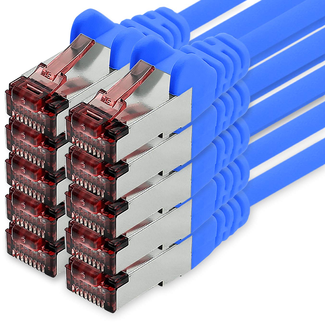 1CONN Cat6 Netzwerkkabel 10 X 0,5m blau Ethernetkabel Lankabel Cat6 Lan Netzwerk Kabel Sftp Pimf Patchkabel 1000 Mbit s