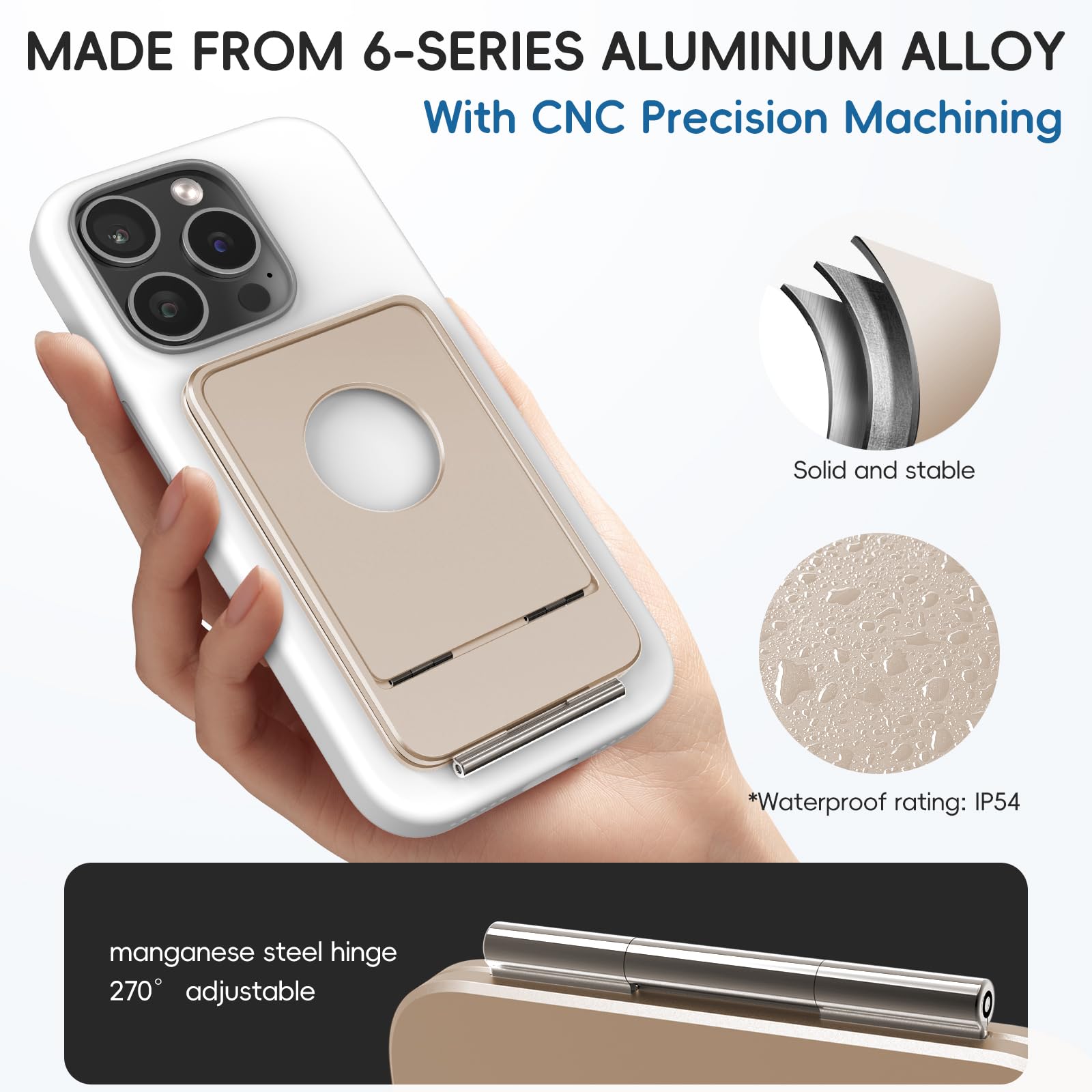 Soporte para teléfono celular, altura y ángulo totalmente ajustables, soporte plegable para escritorio, soporte de teléfono de aluminio, fuerte soporte magnético compatible con iPhone