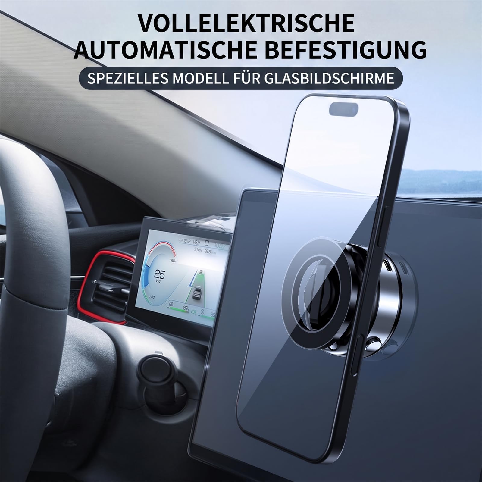 Snapmount Handyhalterung Auto Magnetisch, Elektrische Handyhalterung Auto mit 360° drehbarem Magnetkopf, kompakt faltbar, Handyhalter Auto Magnet für Lüftungsgitter
