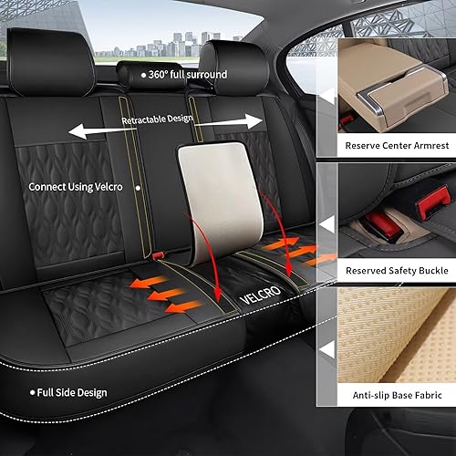 Miniatura 2 de DISUTOGO Juego completo de fundas de asiento de automóvil para Toyota RAV4 2013-2018, funda de asiento de piel sintética impermeable para RAV4,