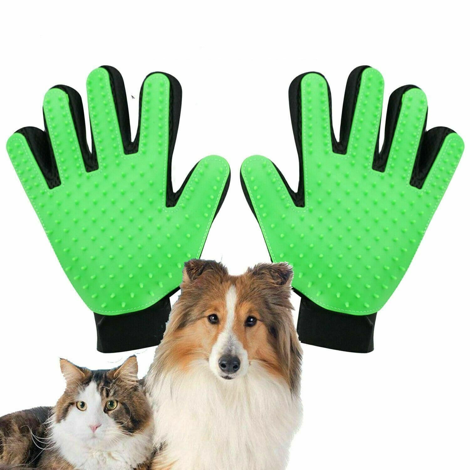 Genérico [2 UDS Mejoradas] Guantes de Aseo para Mascotas | Cepillo para pelos de Perros o Gatos, Manoplas de Masaje eficientes para Perros, Gatos o Cualquier Animal de Pelo Largo o Corto. (Verde)