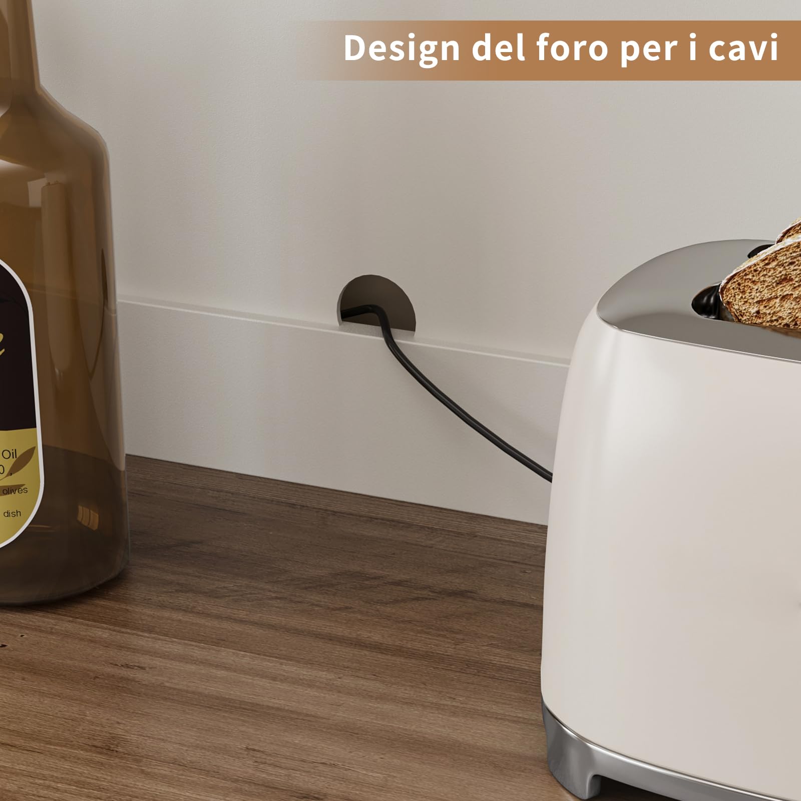 FUSOU Armadio da cucina con ciabatta multipresa, 180 cm, con piano di lavoro, 3 cassetti e 4 ante, armadietto alto da cucina in stile rustico, autoportante, per sala da pranzo, bianco