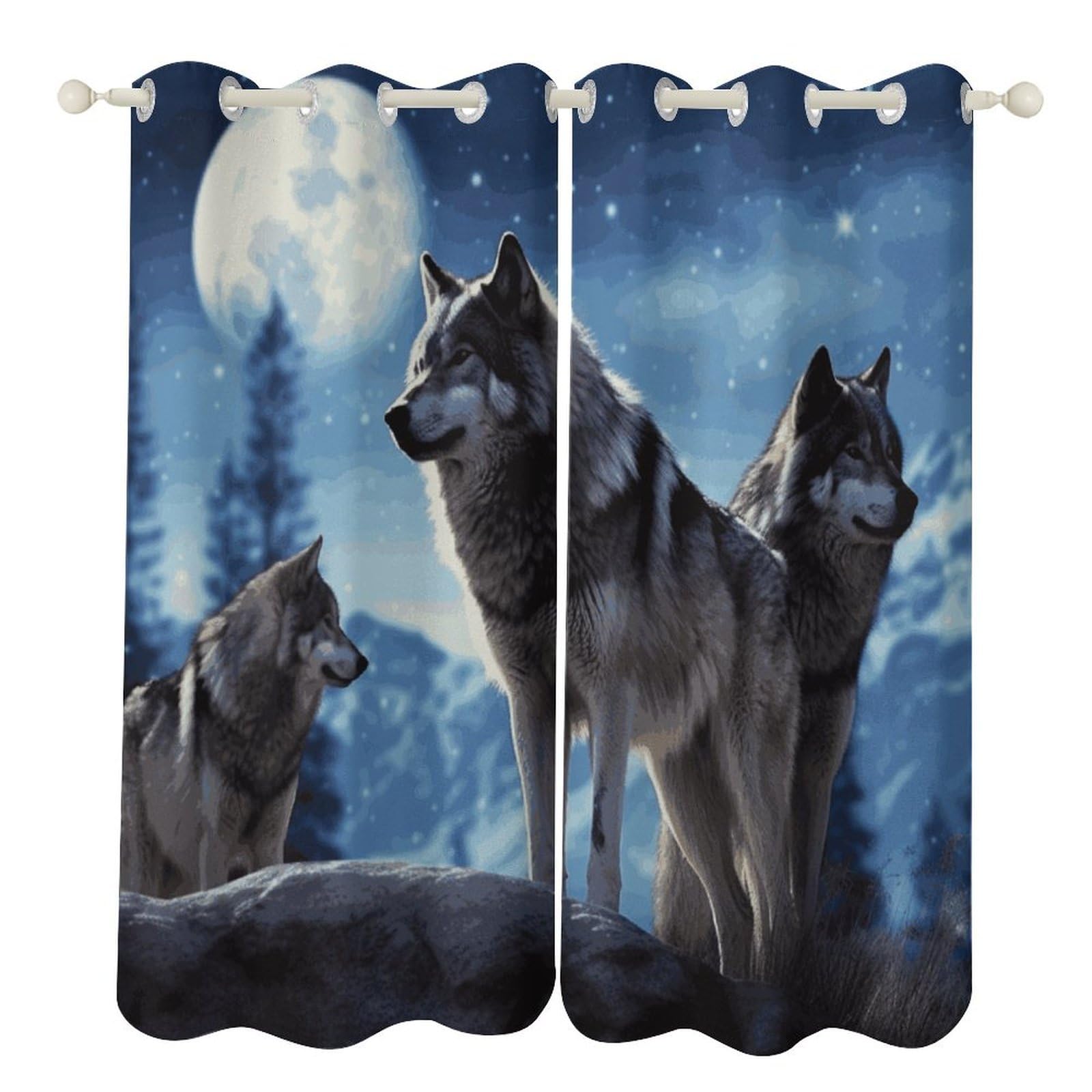 Rideaux occultants thermiques isolants anti-froid loup pour chambre et salon
