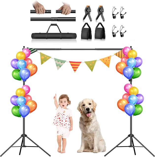EMART Photo Backdrop Stand, 2 * 2m Adjustable Photography Background Stand, Back Drop Frame Stand Holder Support System Kit with Carry Bag for Photo Video Studio, Parties, Weddings, Photoshoot