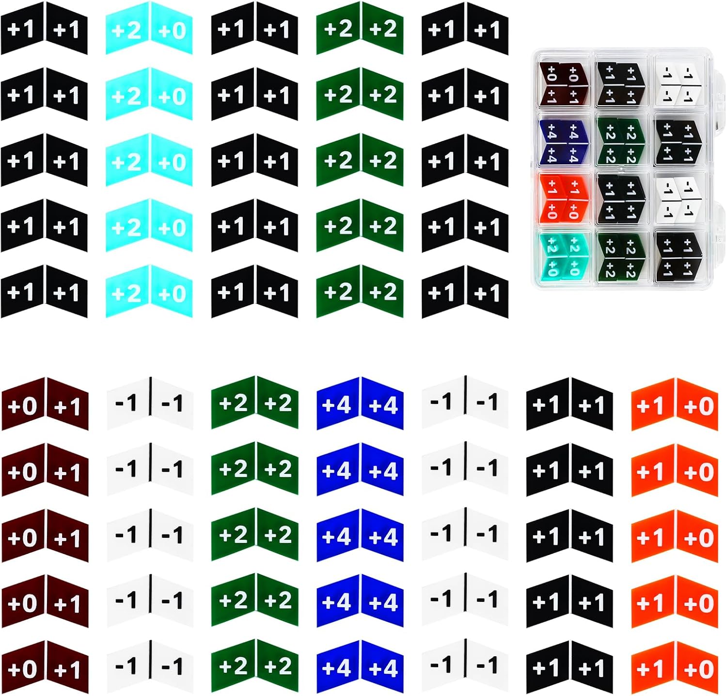 60PCS MTG Buff Abilities Counters Tokens with Box for Magic The Gatering, Colored Creature Stats or Loyalty Counters for MTG CCG TCG Card Gaming Accessories