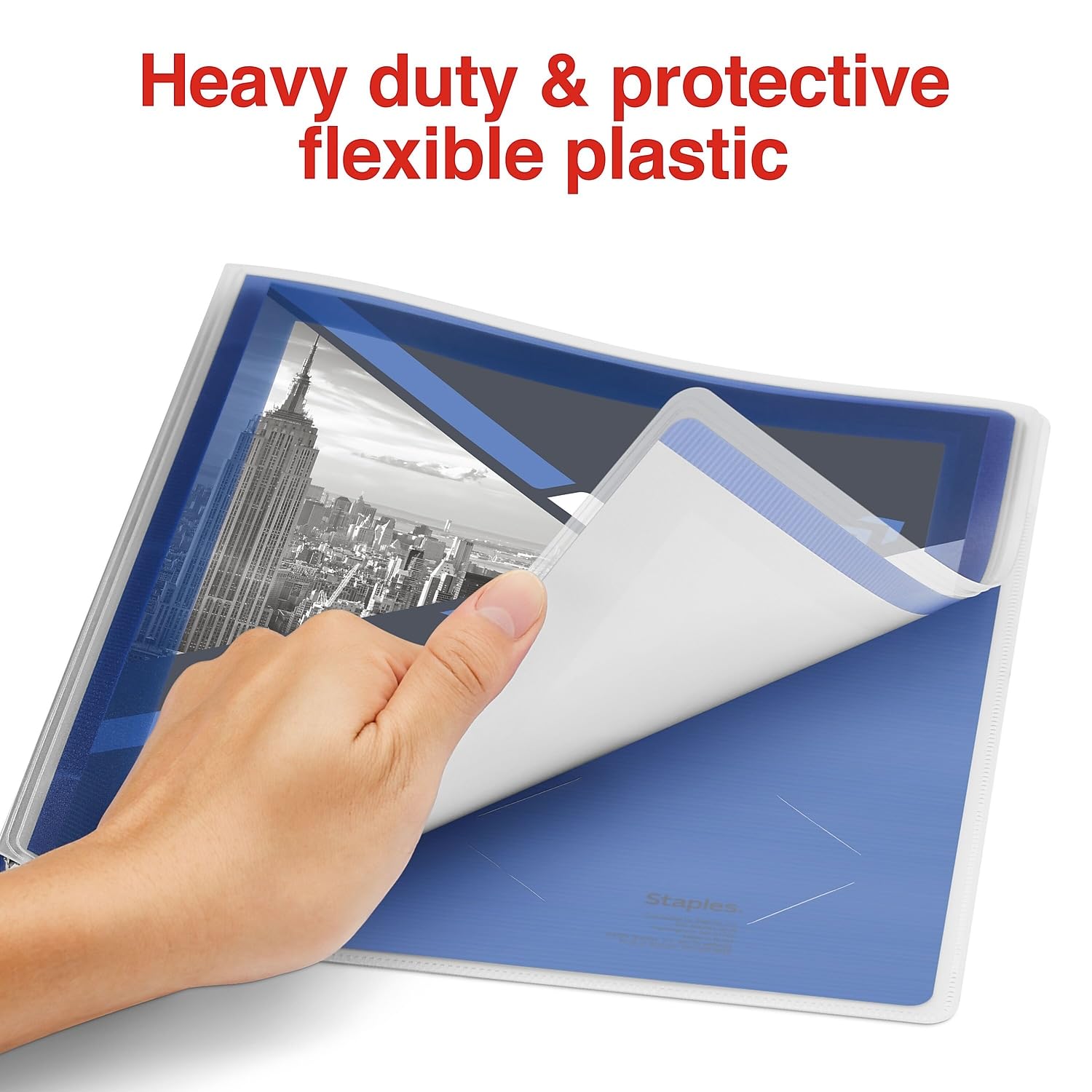 Staples Classeur en polyéthylène flexible robuste de 1,27 cm à 3 anneaux, bleu (ST62610)