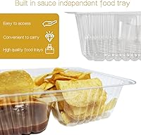 Vista 3 de 50 PC Nacho Trays Disposable, 12oz Plastic Nacho Containers with Chip and Dip Holder, 6x5 In 2 Compartments Clear Snack Trays for Kids,Parties