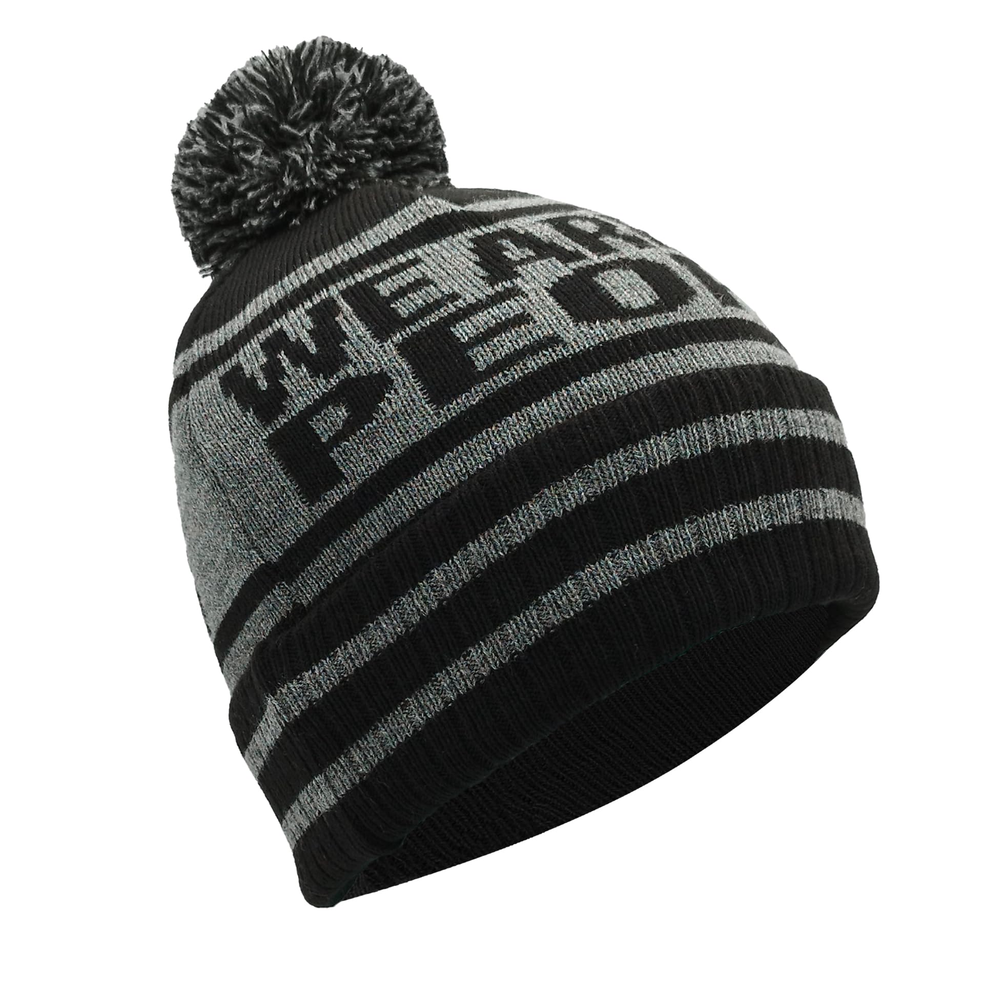 Partisan Unisex Black Rangers Bobble Hat We Are The People - & Grey - Ribbed Cuff